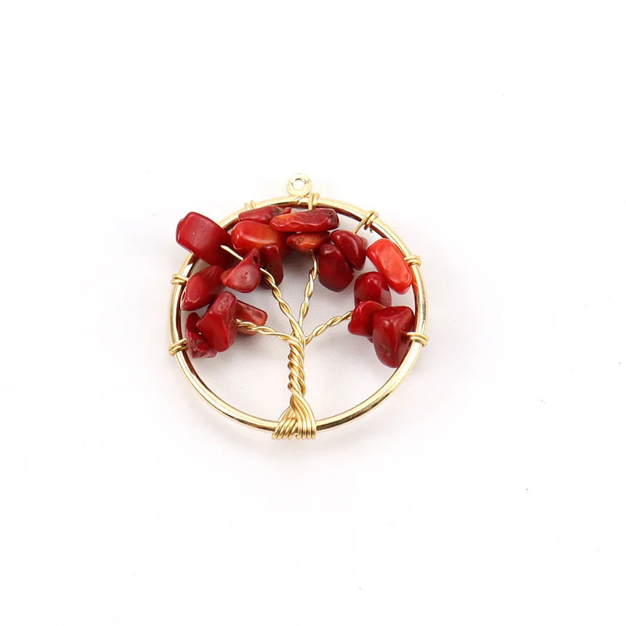 simple style lucky tree natural stone agate wholesale pendants