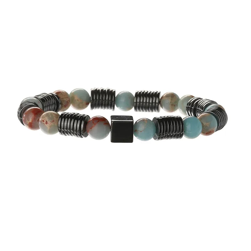 Geometric natural stone black gallstone Bracelets In Bulk