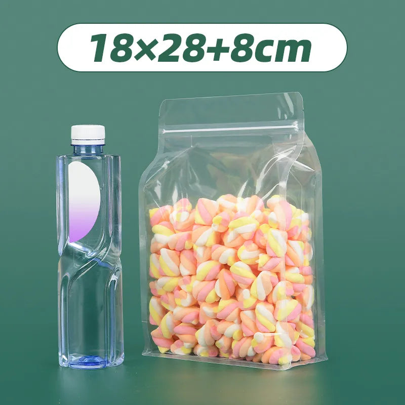 Thickened frosted transparent self-supporting packaging bag candy scented tea rice self-sealing bag cat food bait eight-sided sealing bag wholesale