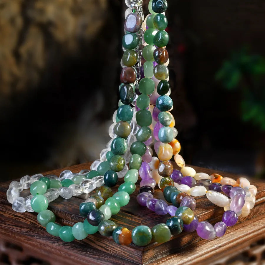 Elegant Lady Pastoral Geometric natural stone Beaded Chain Necklace In Bulk