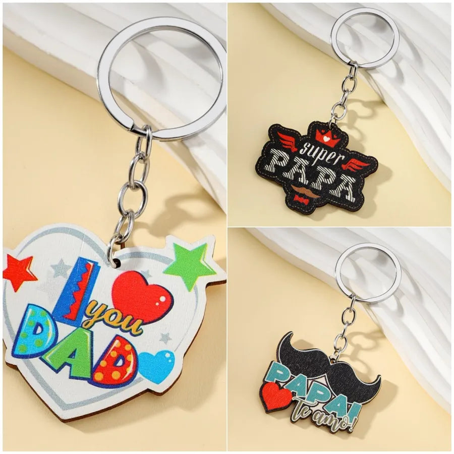 Modern Style Letter Wood Father'S Day Unisex Keychain