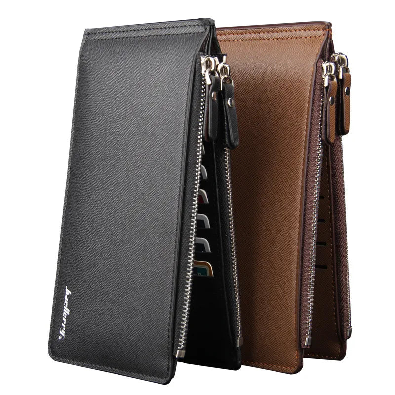 business solid color square zipper long wallet
