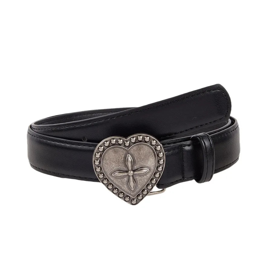 Direct  new metal love snap belt versatile simple retro women's belt decorative jeans with fashion