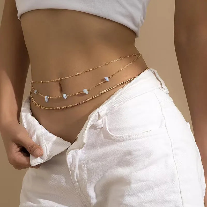 Jewelry Bikini Rhinestone Chain Waist Decoration Multi-layer Body Chain Star Rhinestone Tassel Waist Chain Women