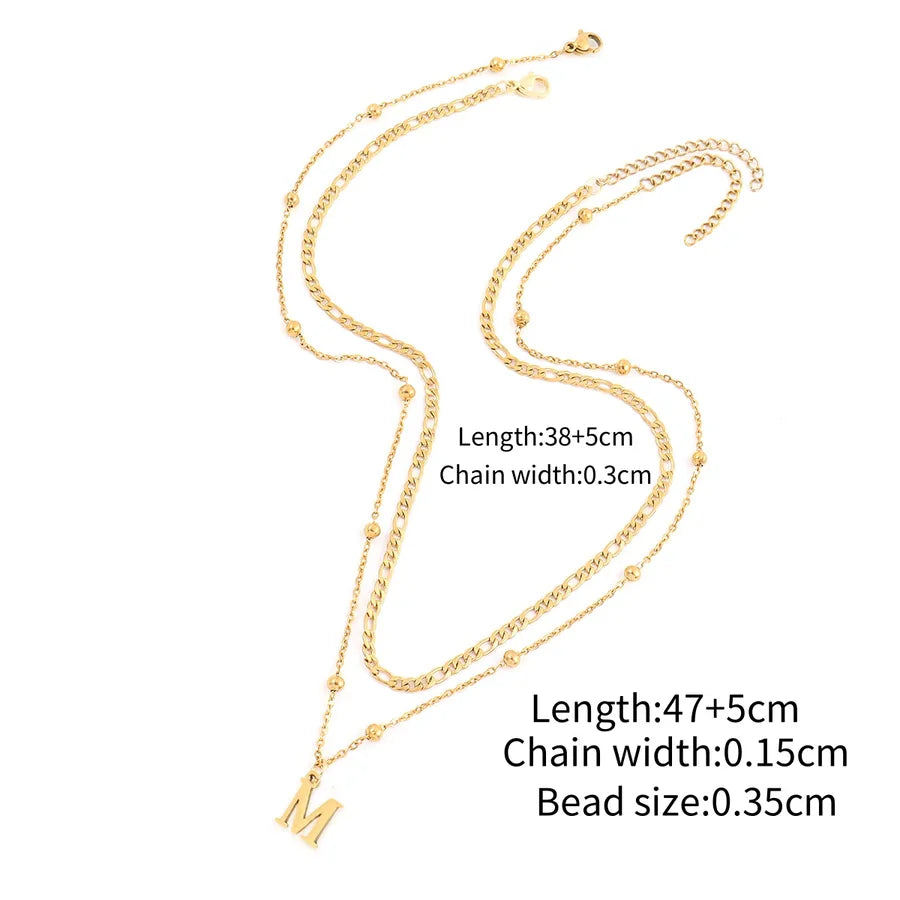 Wholesale Jewelry Elegant Simple Style Classic Style Letter 201 Stainless Steel 304 Stainless Steel Artificial Crystal cable chain figaro chain Pendant Necklace