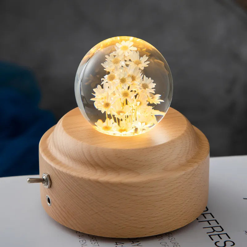 Pastoral Flower Wood Resin Night Lights Lighting Accessories