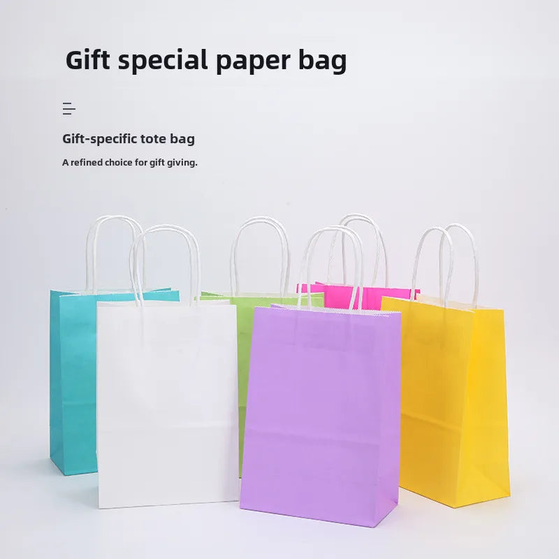 Hand-held paper bag spot Square bottom Kraft paper bag take-out packaging gift packaging bag color shopping bag