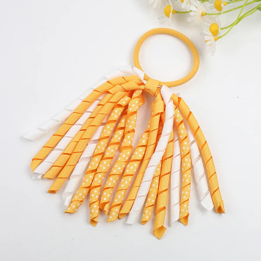 explosions girls' hair accessories wave point printing roll belt head rope rubber band children's accessories long ponytail hair accessories wholesale