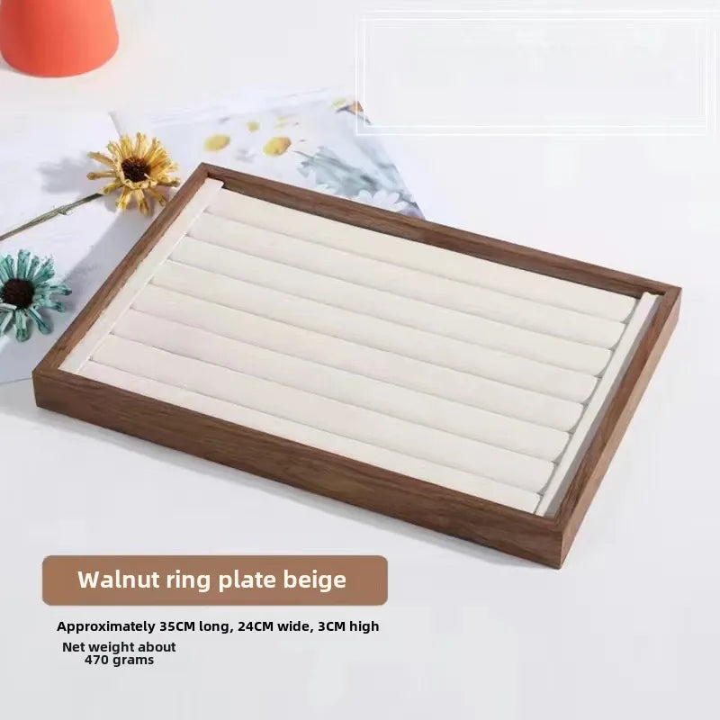 Walnut wood grain jewelry storage box ring tray stud earrings necklace watch tray jewelry bracelet display