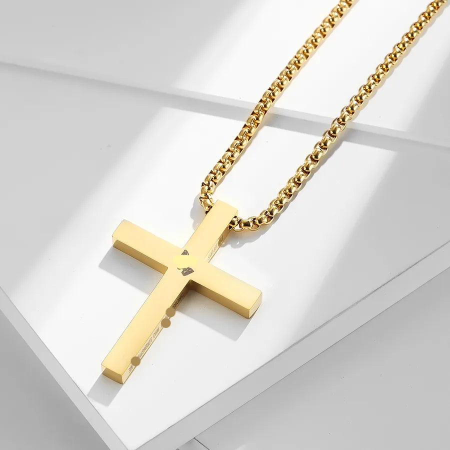 Hip-Hop Retro Cross 304 Stainless Steel Polishing Men's Pendant Necklace