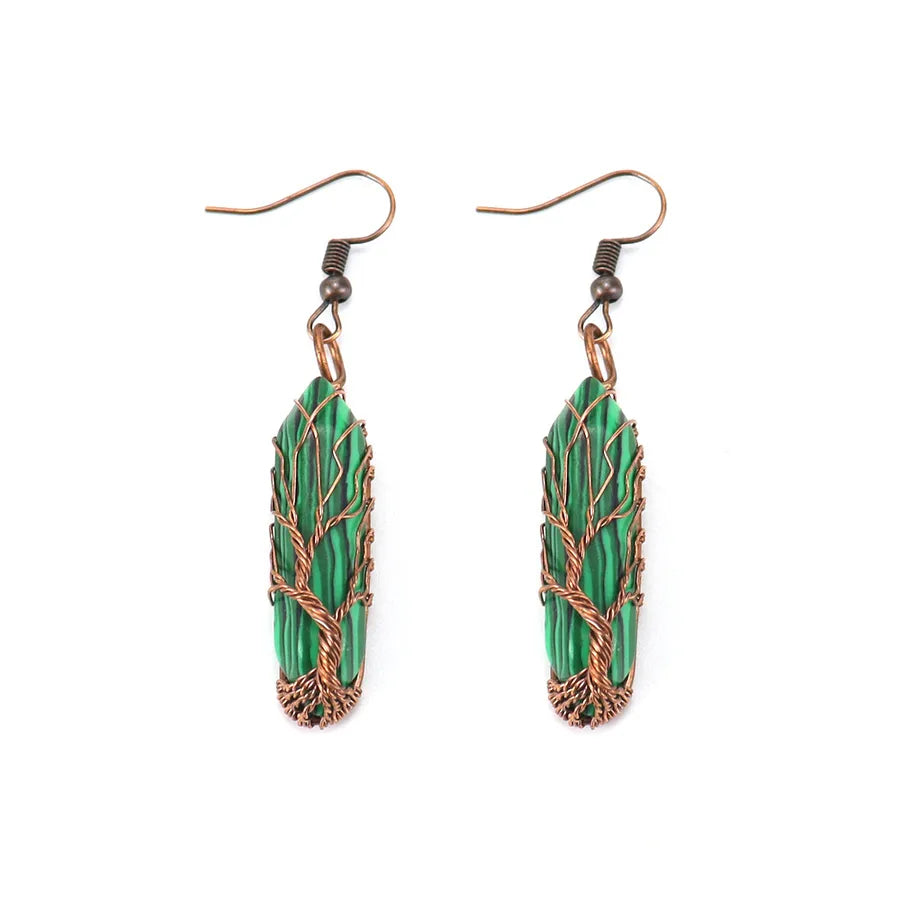 fashion hexagon prism artificial crystal copper plating drop earrings 1 pair