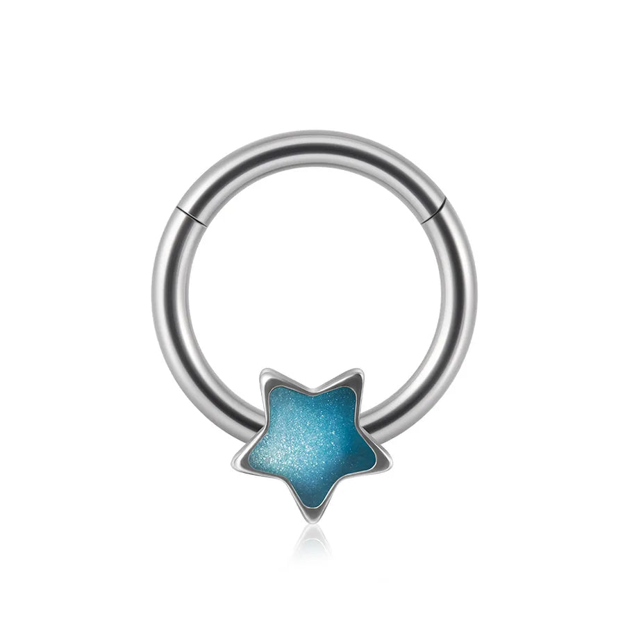 1 Piece Nose Rings & Studs Sweet Star Heart Shape Stainless Steel Plating Synthetic opal Resin Nose Rings & Studs