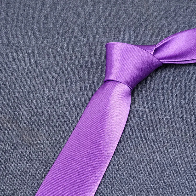 formal solid color polyester satin unisex tie