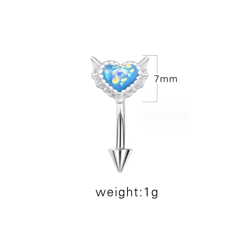 1 Piece Eyebrow Studs Sexy Sweet Heart Shape 316L Stainless Steel  Copper Plating Inlay Acrylic White Gold Plated