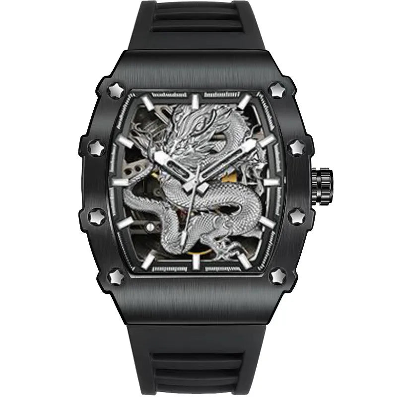 ZIDO brand new domineering high value fashion trend luminous waterproof barrel men's watch silver dragon