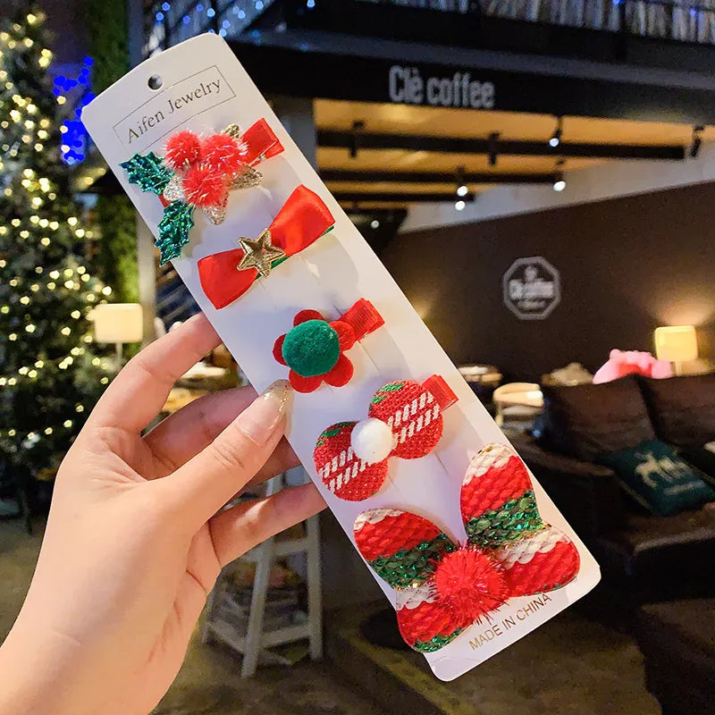 simple style christmas tree snowman cloth hair clip 1 set