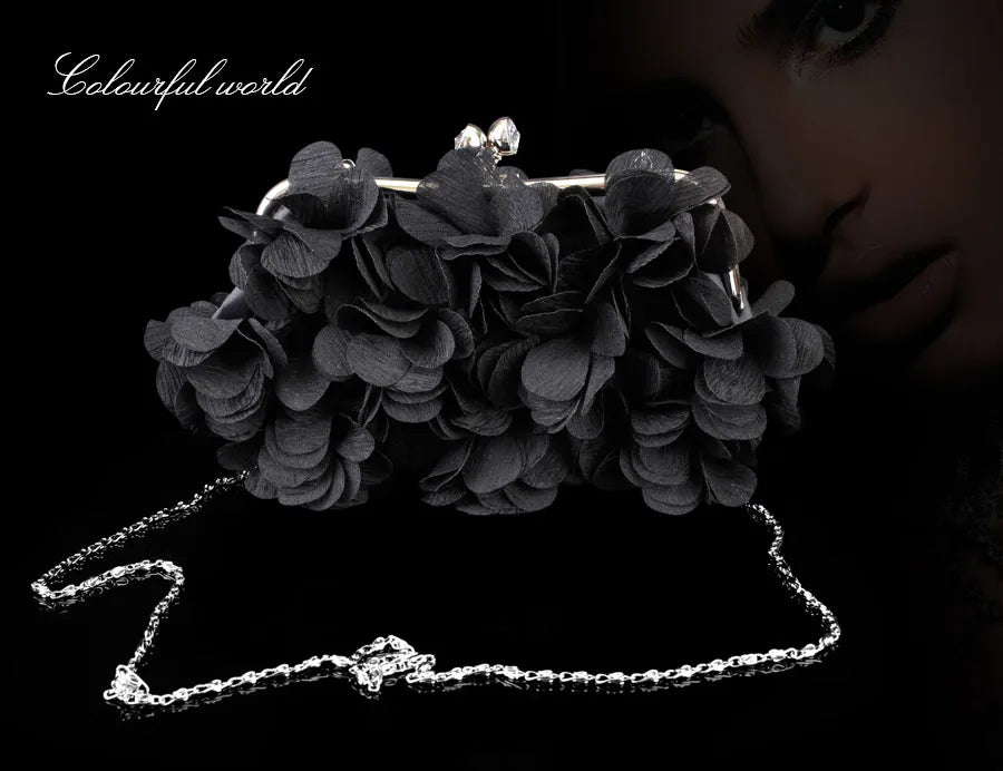 white purple dark blue polyester flower square evening bags