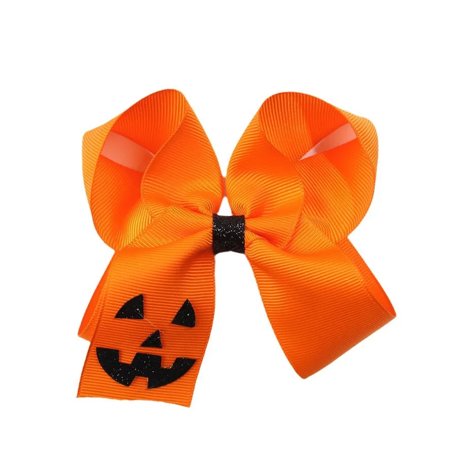 Halloween Devil Face Bow Knot Children's Hair Clip Girls Funny Hair Accessories Popular Design Fabric Hair Decorations