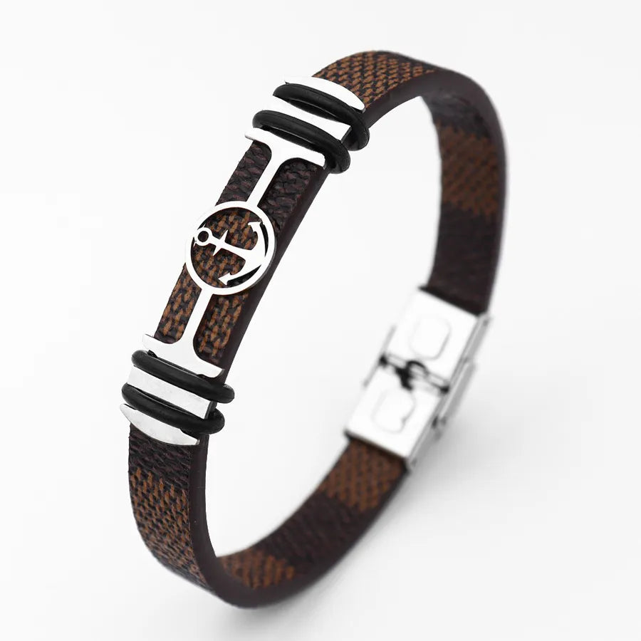 Retro Punk Animal rope Titanium Steel Plating Men's Bangle Men Cord & Leather Bracelets