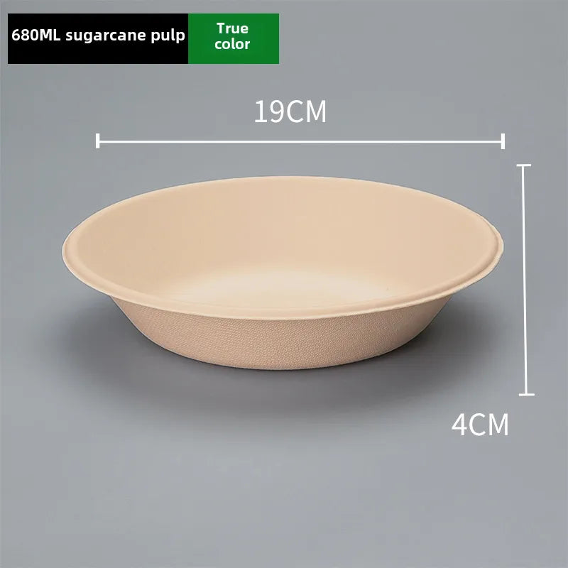 Disposable paper bowl tableware set paper bowl commercial household bowl degradable whole box disposable round bowl