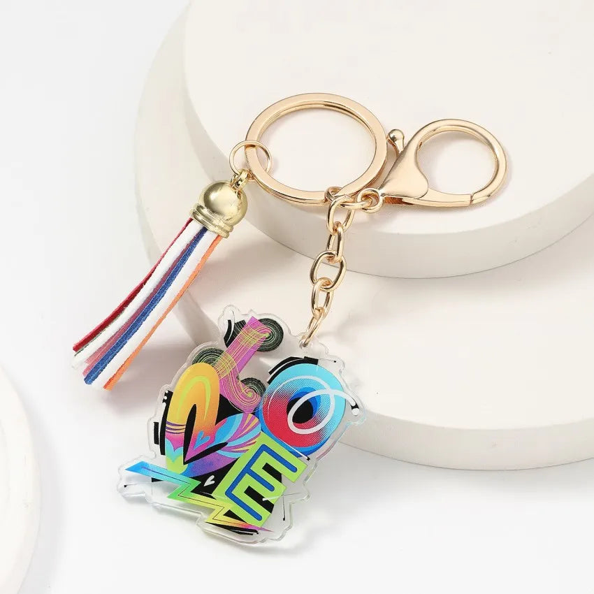 Novelty Lips Letter Heart Shape Arylic Unisex Keychain