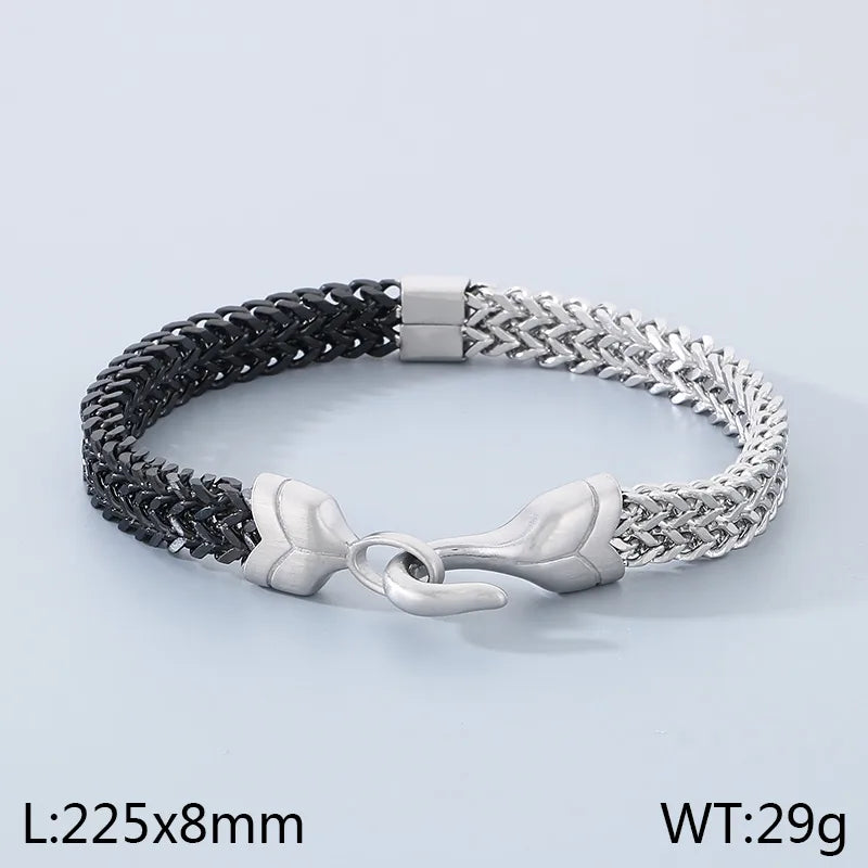 Personalized Trendy Double-Layer Color Matching Keel Woven Chain Titanium Steel Men's Bracelet