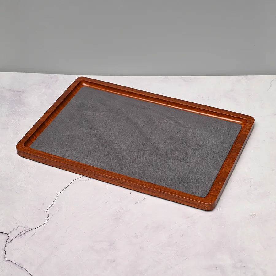Handmade DIY Jewelry Display Plate Square Rectangle Hand Bracelet Ring Tray Artificial Wood Velvet Simple Style Jewelry Stand