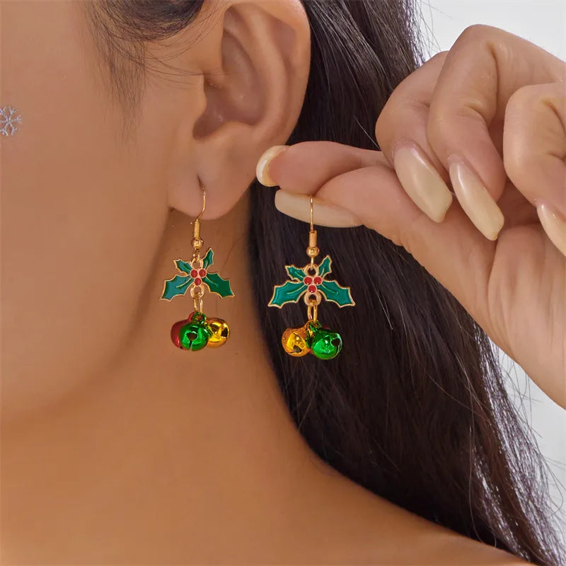 Fashionable Christmas Butterfly Knot Tassel Bell Earrings Elegant Versatile Alloy Iron And Copper Post Earrings
