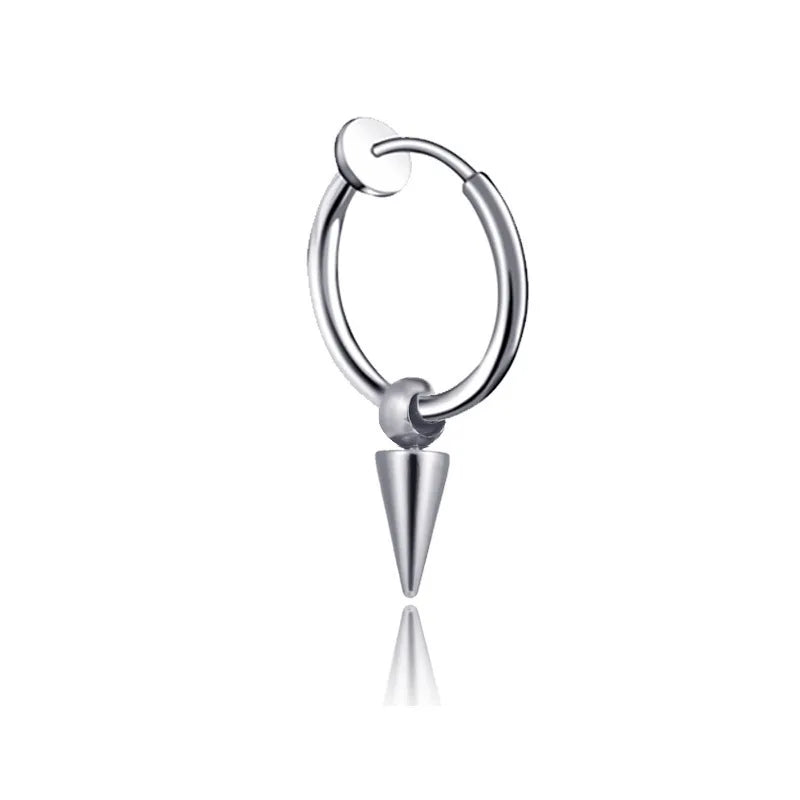 fashion stainless steel tassel single point cone earrings single