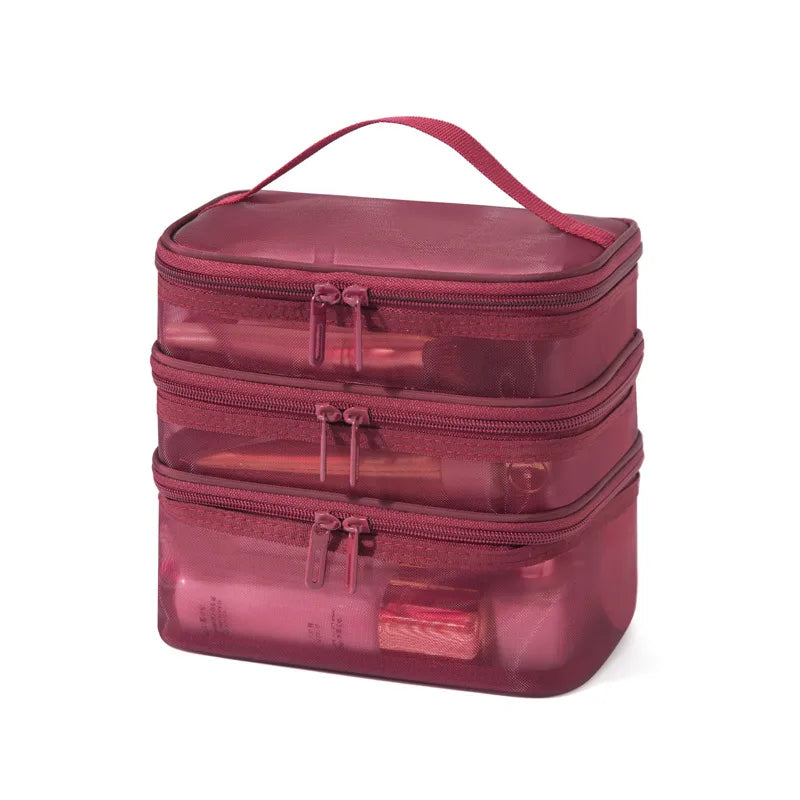 grid visual large multi-functional travel cosmetic storage bag