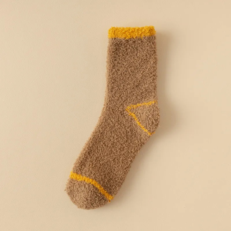 wool-free coral velvet socks men's mid-tube socks autumn and winter men's home warm floor plush socks