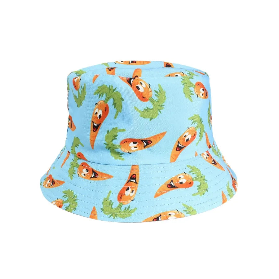 Double-Sided Fisherman Hat Women's Floral Print Sunshade Leaf Animal Cartoon Bucket Cap Spring Summer Elegant Casual Style