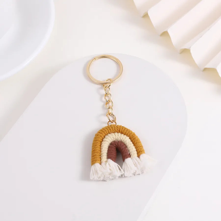 Fashionable Sweet Rainbow Knitted Keychain Pendant Accessory New Arrival Jewelry Handcrafted Tassel Irregular Design Personality