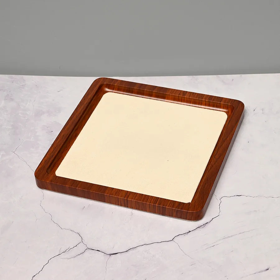 Handmade DIY Jewelry Display Plate Earring Bracelet Ring Square Rectangle Decorative Storage Tray Simple Style Wooden Velvet