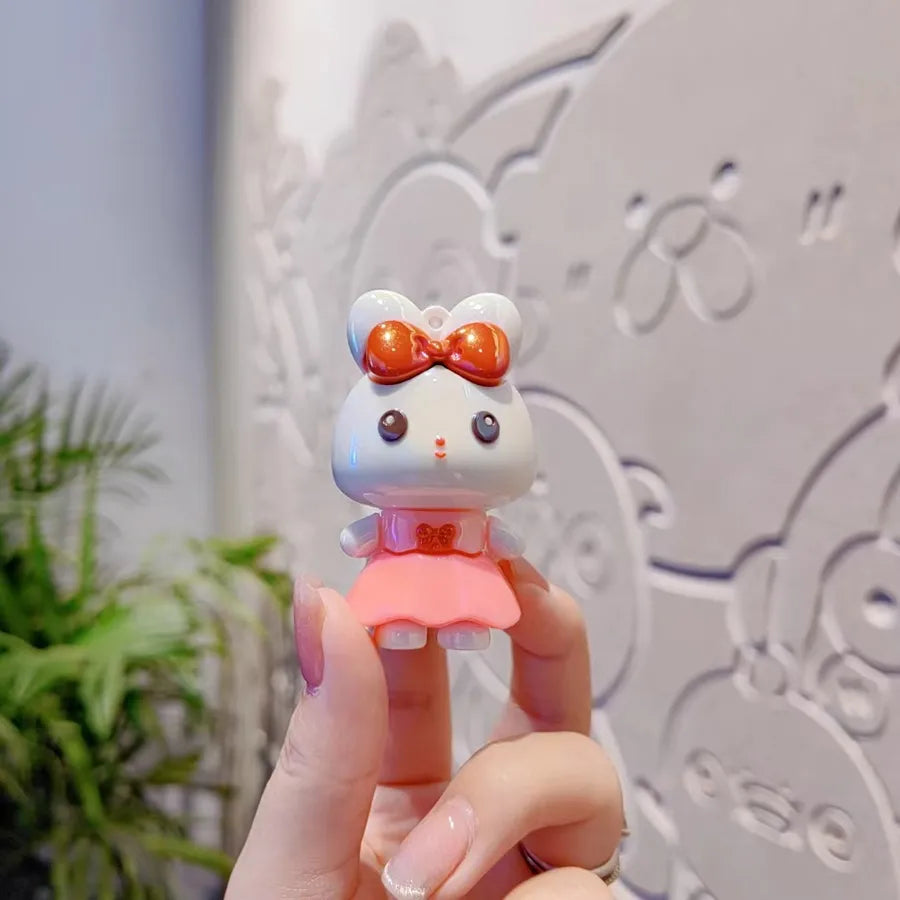 Creative Cartoon Cute Soft Plated Rabbit Doll Car Keychain Women Fashion Elegant Bag Pendant Gift