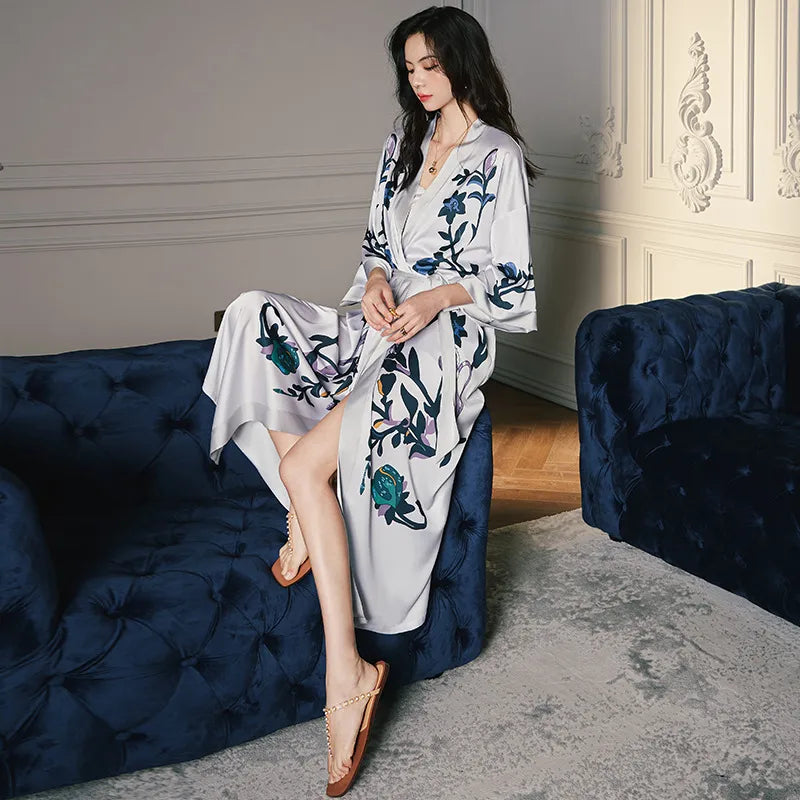 new satin chiffon ice silk light bathrobe multicolors