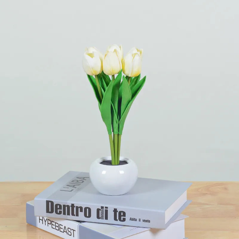 Decorative Table Lamp Glass Shade Wooden Base In Antique White Finish