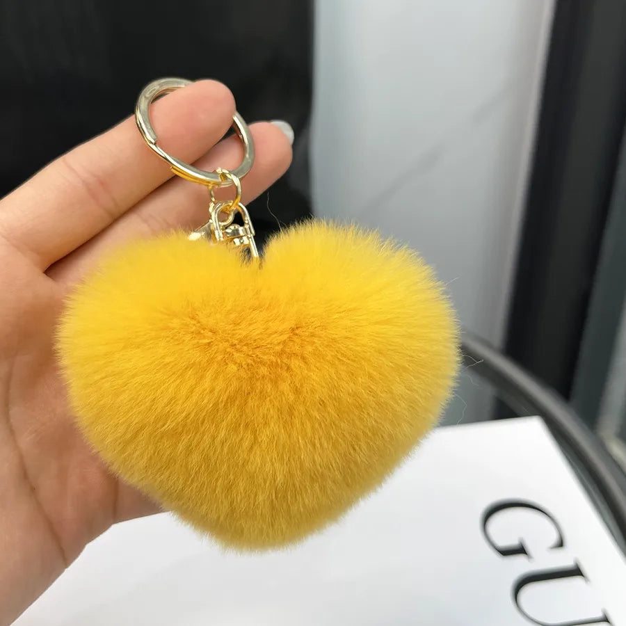 Classic Style Heart Shape Rex rabbit fur Bag Pendant Keychain