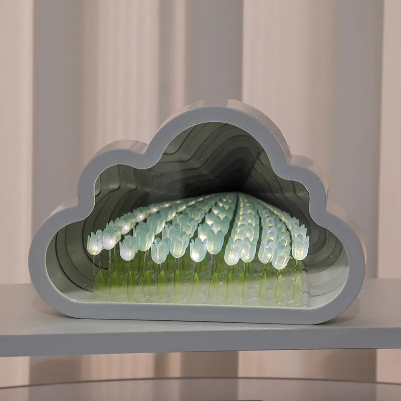 Clouds Tulip Nightlight DIY Handmade Mirror Flower Sea Atmosphere Light Desktop Ornaments Birthday Gift