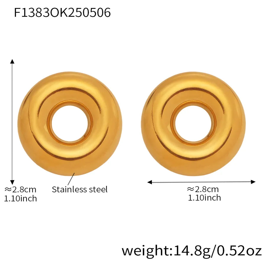 IG Style Casual Elegant Circle Polishing Plating 304 Stainless Steel 18K Gold Plated Earrings Ear Studs