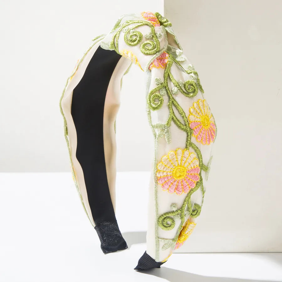 Fairy Style Embroidery Korean Style Women's Flower Cloth Hair Band