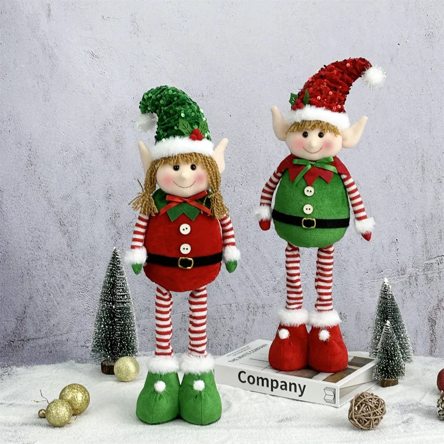 Christmas New Arrival Extendable Elf Doll Decorations Children Gifts Fairy Figure Home Decor Classic Style Polyester Material