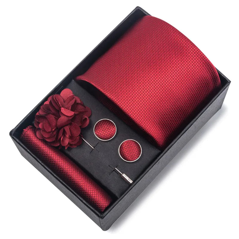 commute geometric stripe cashew nuts polyester yarn men's square scarf cufflinks tie