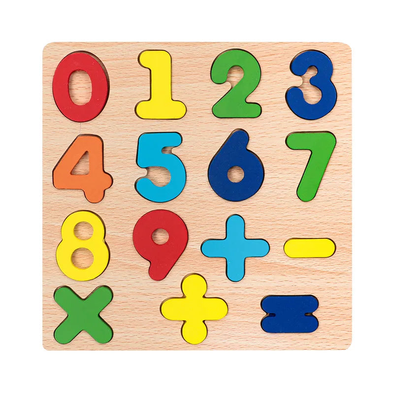wooden colorful alphabet number cognitive matching puzzle kids  toys