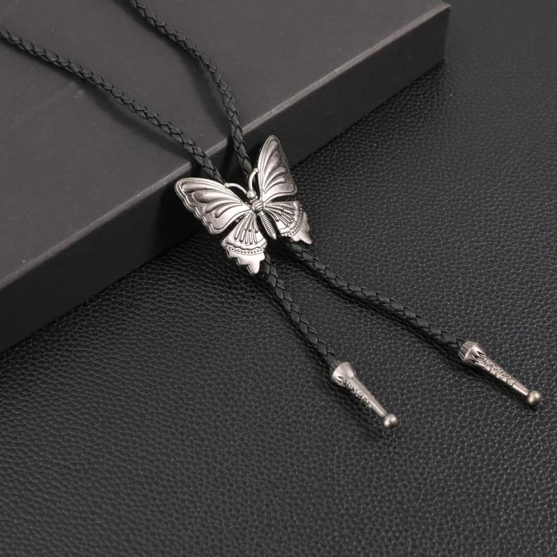 Retro Butterfly Pu Leather Alloy Men's Pendant Necklace Men Pendant Necklaces