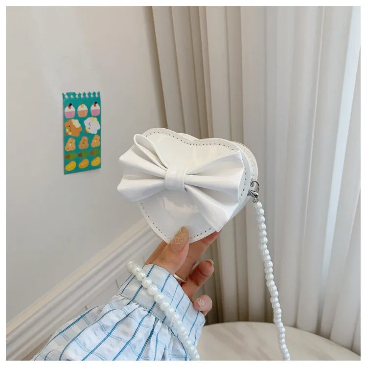 Children's Bag Cute Sweetheart Princess Heart Children's Shoulder Bag Girl Crossbody Small Bag Parent-Child Bow Small Bag