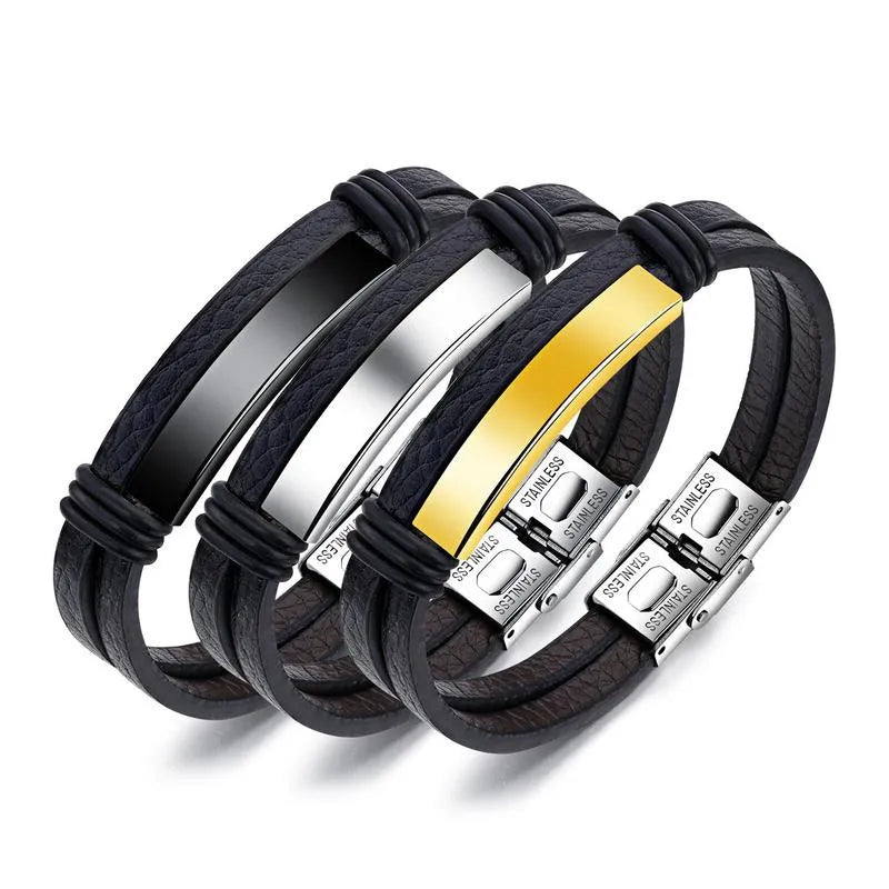 Original Design Solid Color 304 Stainless Steel Men'S Bracelets