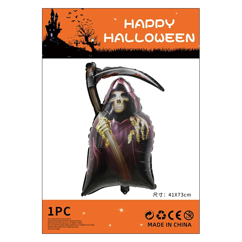 Halloween Decorations Pumpkin Spider Back Card Single Aluminum Foil Balloon Ghost Festival Skull Funny Bar Balloon