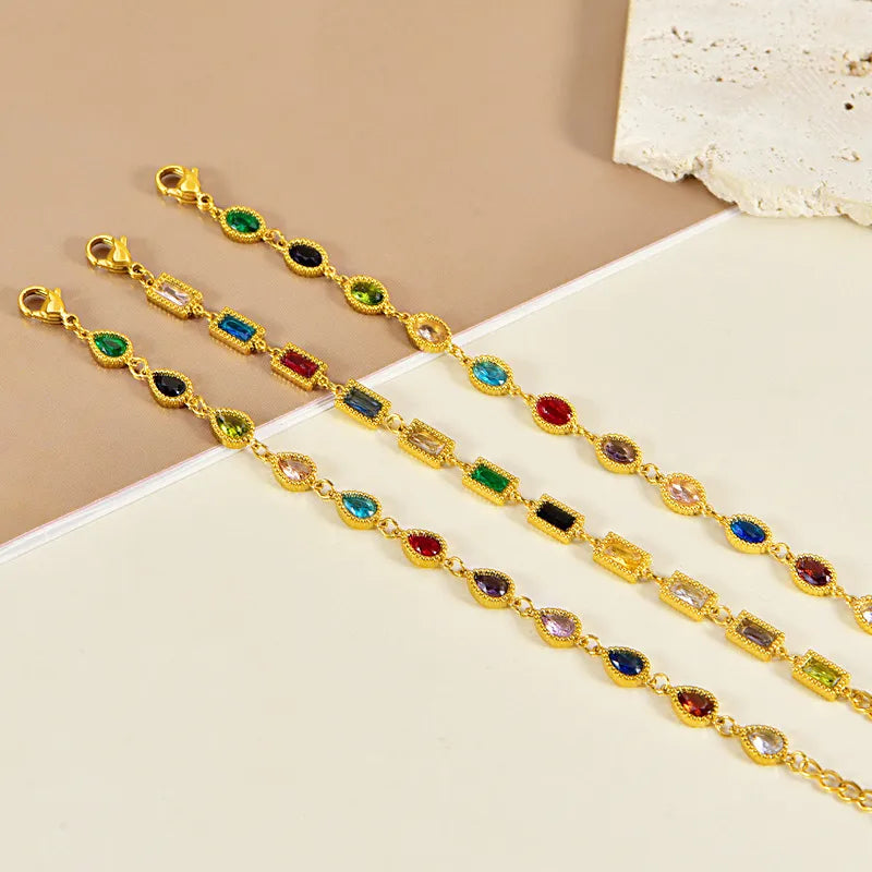 Elegant Simple Style Geometric 304 Stainless Steel 18K Gold Plated cable chain Bracelets In Bulk