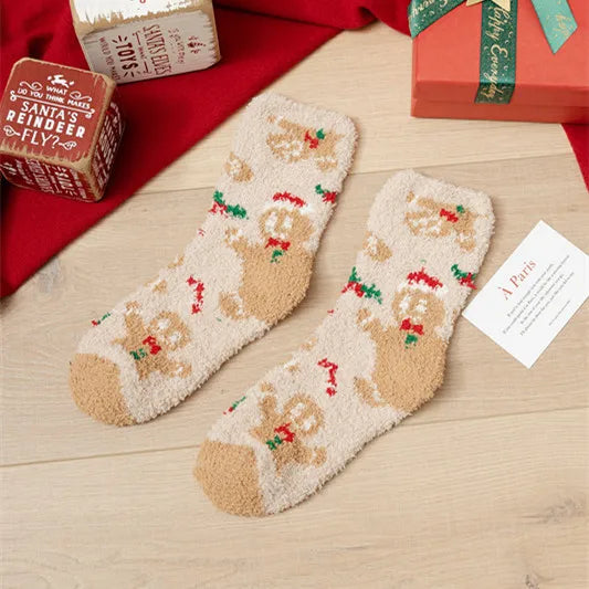 Christmas Christmas Women's Cartoon Polyester Jacquard Crew Socks A Pair
